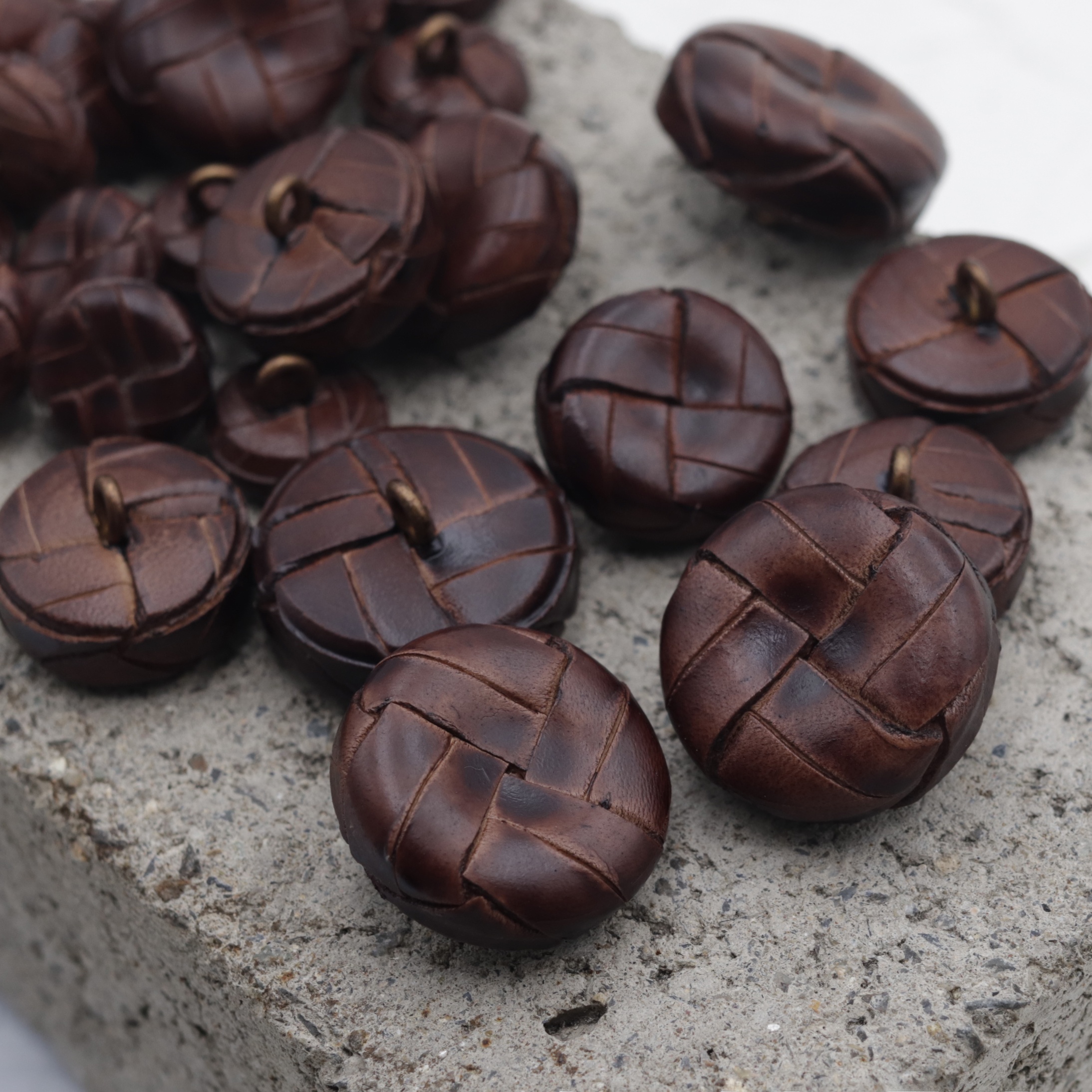 Sewing Jackets - High-End Leather Woven Brown Half-Globe Football