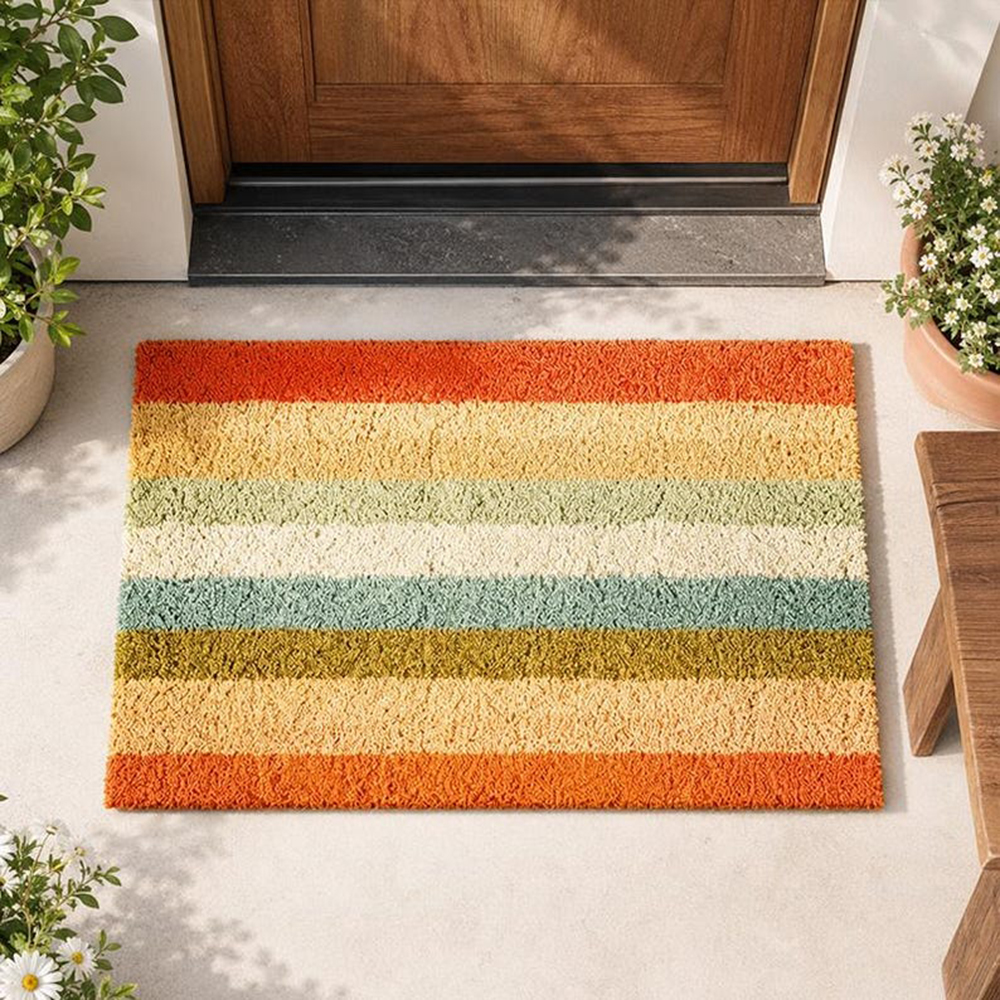 Century Textile & Sewing Supply Avenue C North Saskatoon Sk - Retro Colorful Stripe Doormat Mid Century