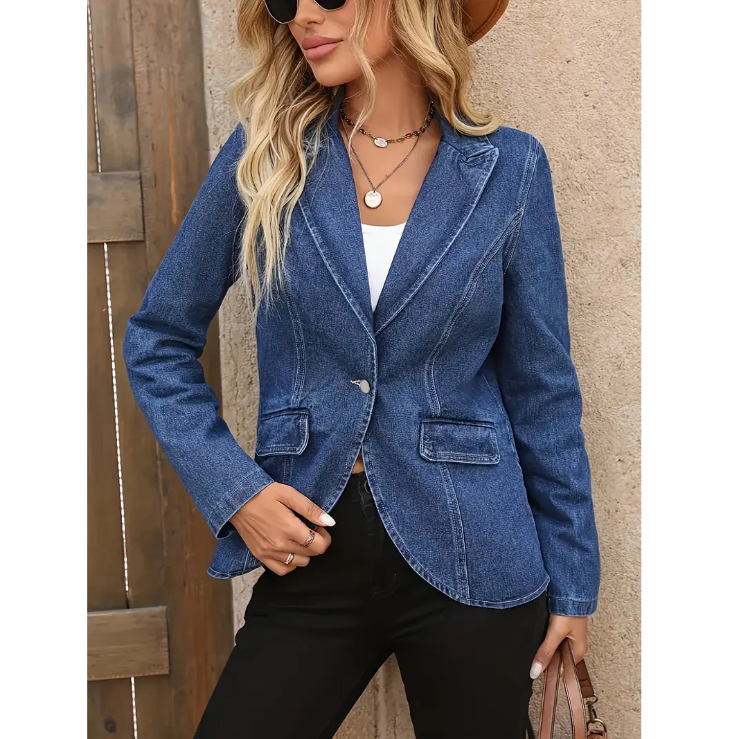 Sewing Jackets - Women's Denim Blazer Jacket Plus Size