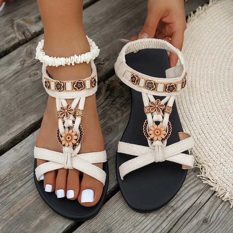 Flower Beaded Bohemian Sandals – обзор и цена Elastic Waistband Roll