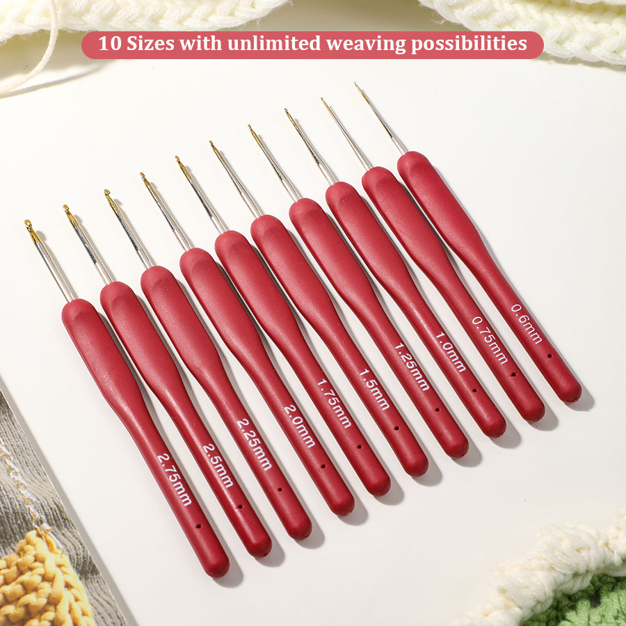 10pcs Red Crochet Set Kit Sili – обзор и цена Textile Sewing Kit