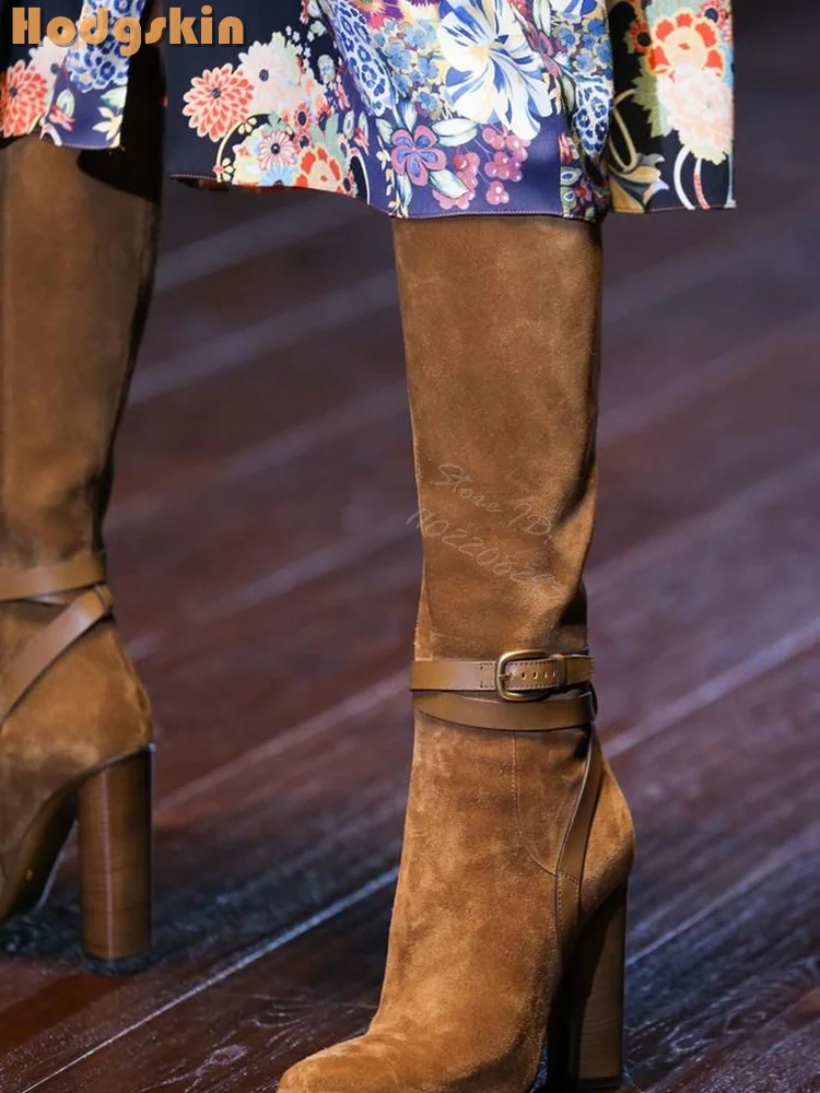 Retro Buckle Straps Boots Sued – обзор и цена Sewing Zipper