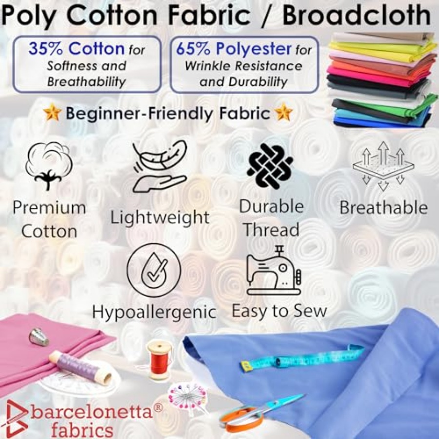 Poly Cotton Fabric for Sewing  – обзор и цена Sewing Fabric