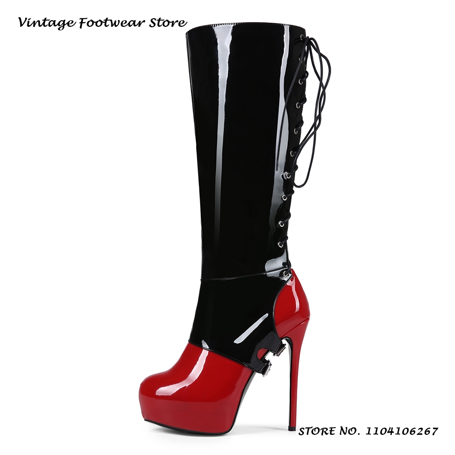 Patchwork Patent Leather Platf – обзор и цена Sewing Zipper