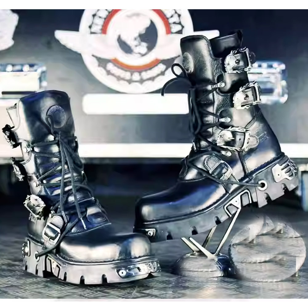 New Men's Punk Motorcycle Boot – обзор и цена Sewing Zipper