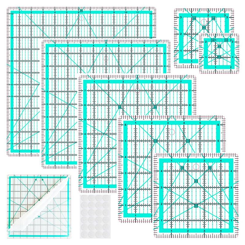 A25F-Blue 7-Piece Collar Ruler – обзор и цена Quilting Ruler Square