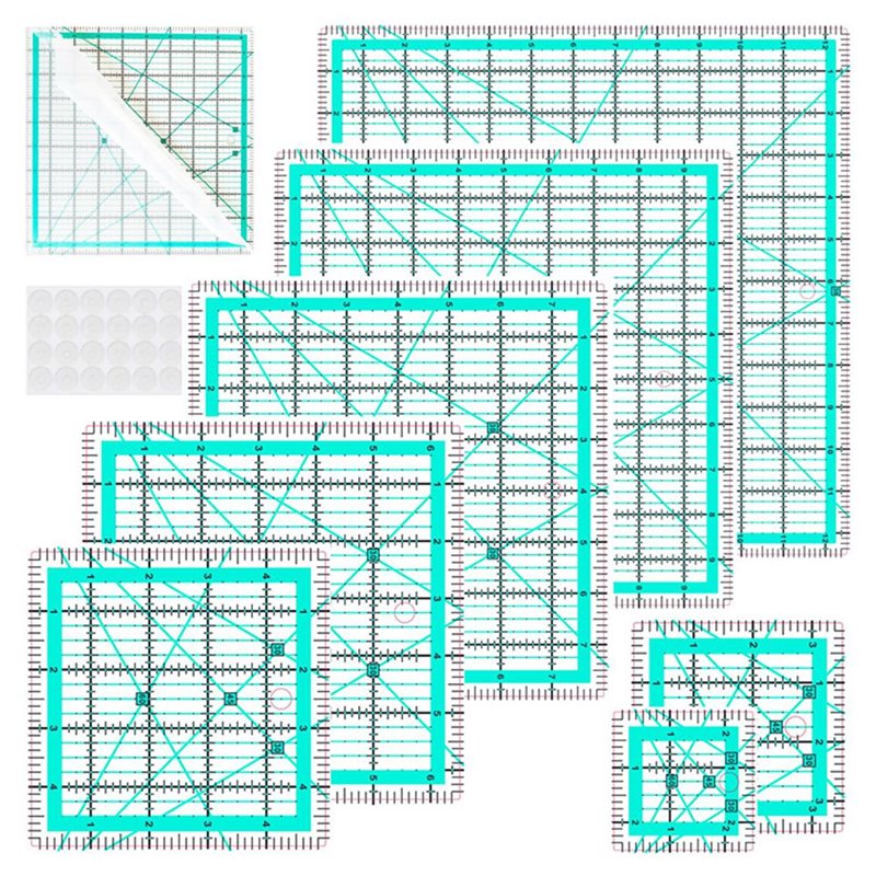 A25F-Blue 7-Piece Collar Ruler – обзор и цена Quilting Ruler Square