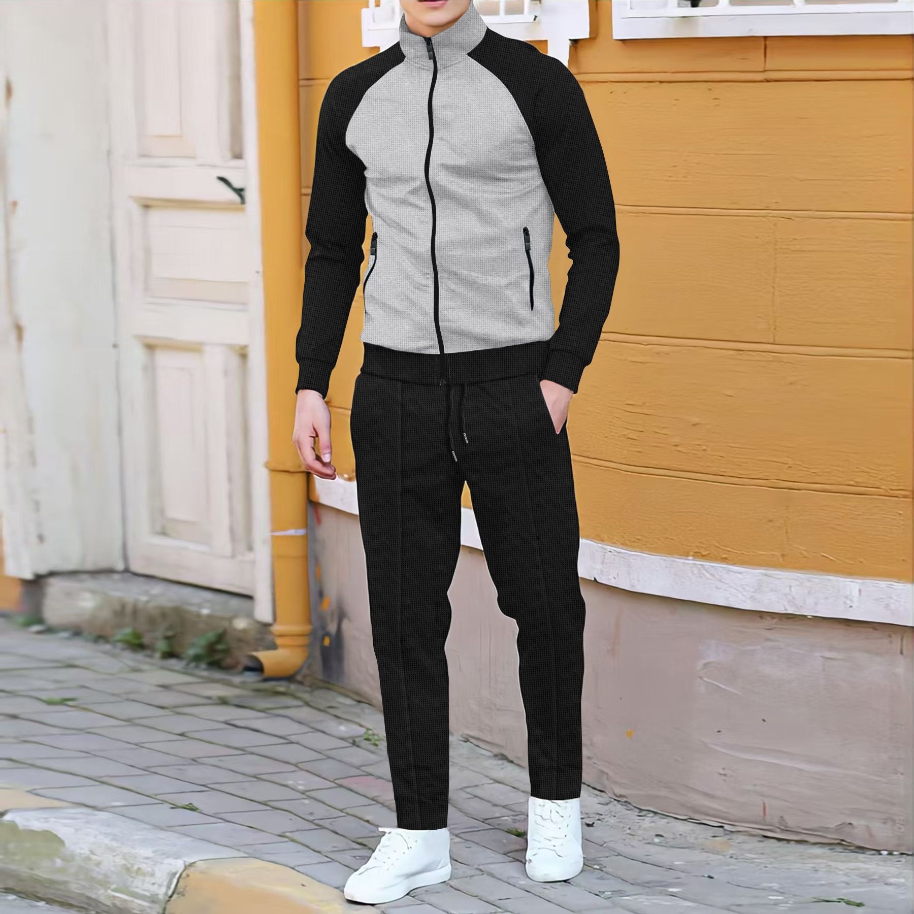 Men Casual Waffle Knit Track S – обзор и цена Sewing Jackets